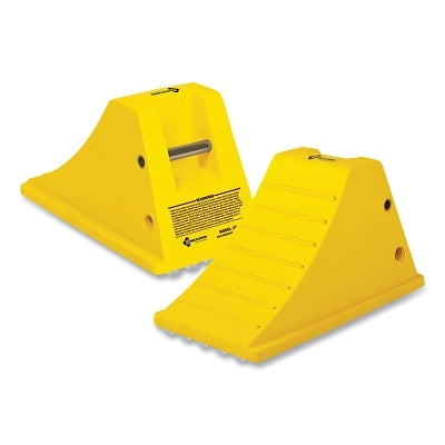 Checkers All-Terrain Heavy Duty Wheel Chock, 150000 lb Load Capacity, 36 in to 46 in Tire, Yellow, Incl Aluminum Cleat/Cored Bottom (916-AT3514-AC-Y)