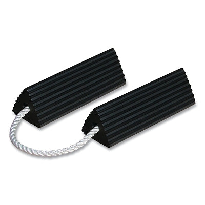 Checkers General-Purpose Rubber Wheel Chock, 17.5 in L x 11 in W x 5.25 in H, Black, Includes 24 in Rope Paired, Aviation (916-RC5518-P)