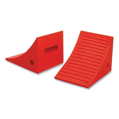 Checkers General Purpose Utility Wheel Chock, 11.25 in L x 8 in W x 8.25 in H, Orange, Includes 48 in Roped Paired (916-UC1600-P)