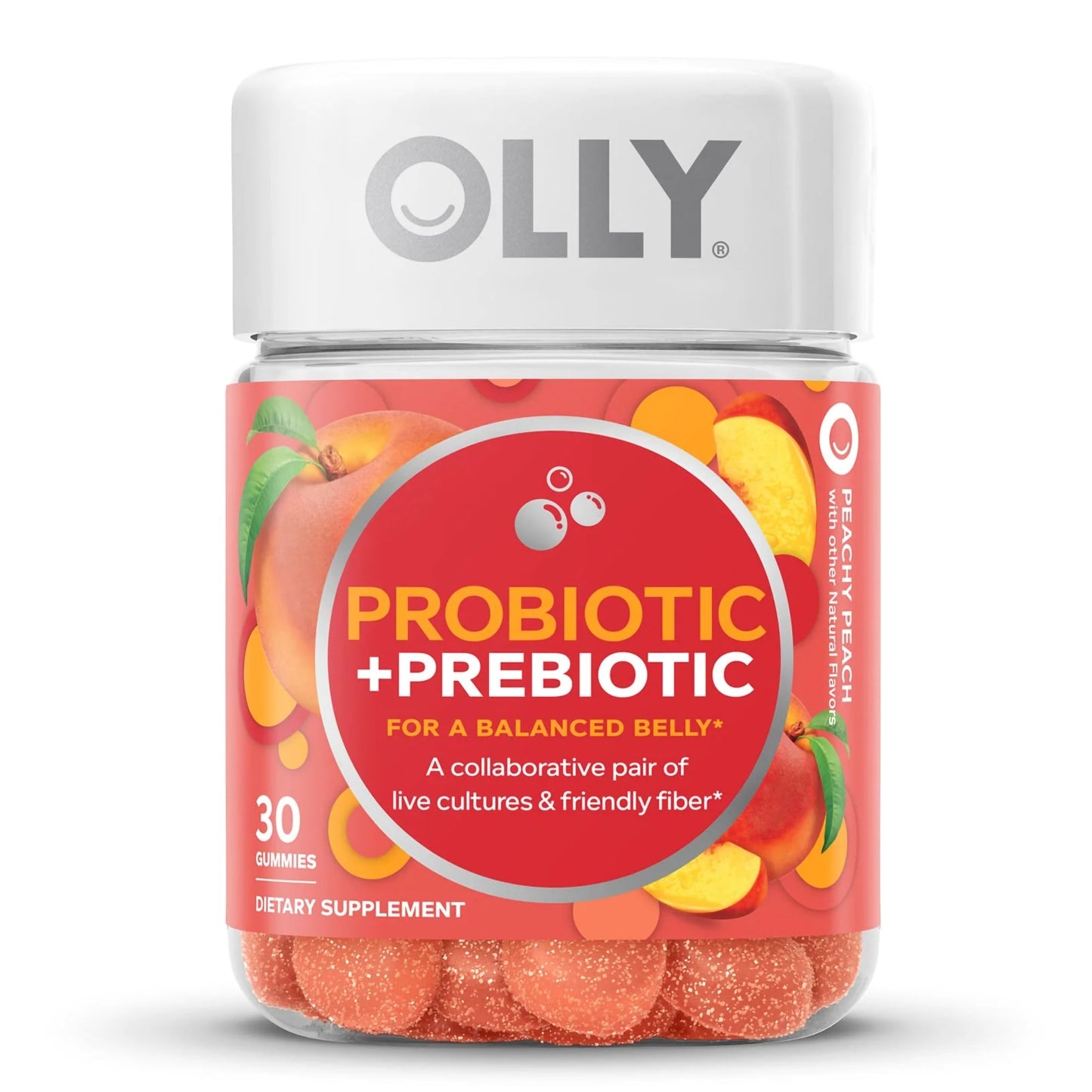 OLLY® Probiotic + Prebiotic Prebiotic / Probiotic Dietary Supplement 30 per Bottle Gummy (1249518_BT)