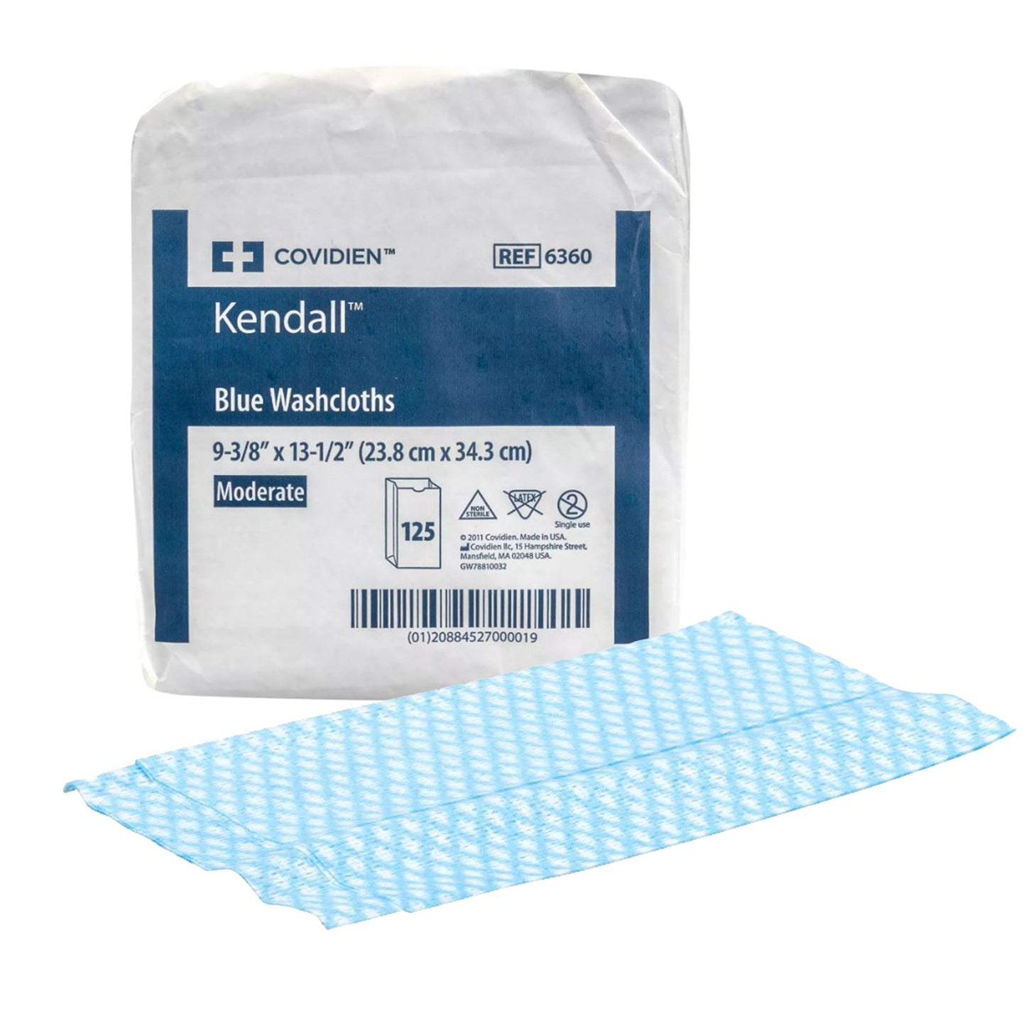 Kendall™ Washcloth 9-3/8 X 13-1/2 Inch Blue Disposable (1136069_BG)