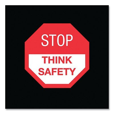 Notrax Safety Message Floor Mat, 194, 3/8 in x 3 ft W x 5 ft L, 24 oz Nylon, Vinyl, Vertical, Stop Think Safety Message (921-194STS35BL)