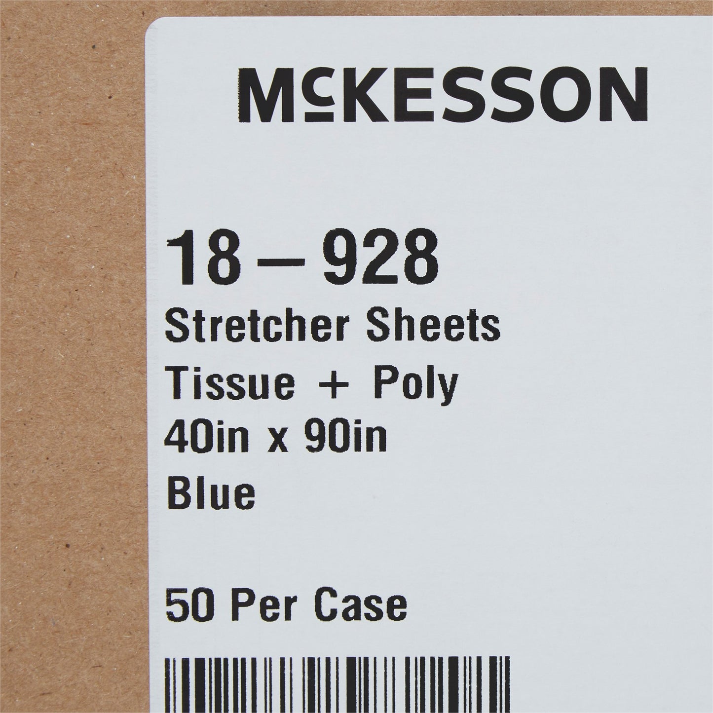 McKesson Stretcher Sheet Flat 40 W X 90 L Inch Blue 50% Cellulose Tissue / 50% Polyethylene Film Disposable (222919_CS)