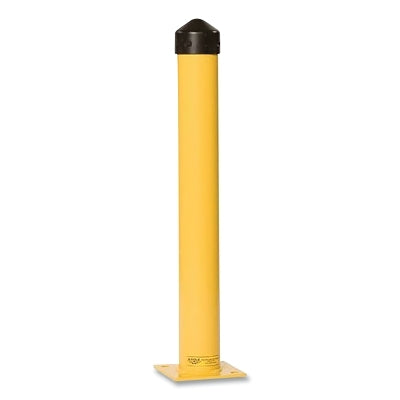 Eagle Manufacturing Bollard Post, Metal, 4-1/2 in dia x 36 in H, Round, Black/Yellow (925-1743)