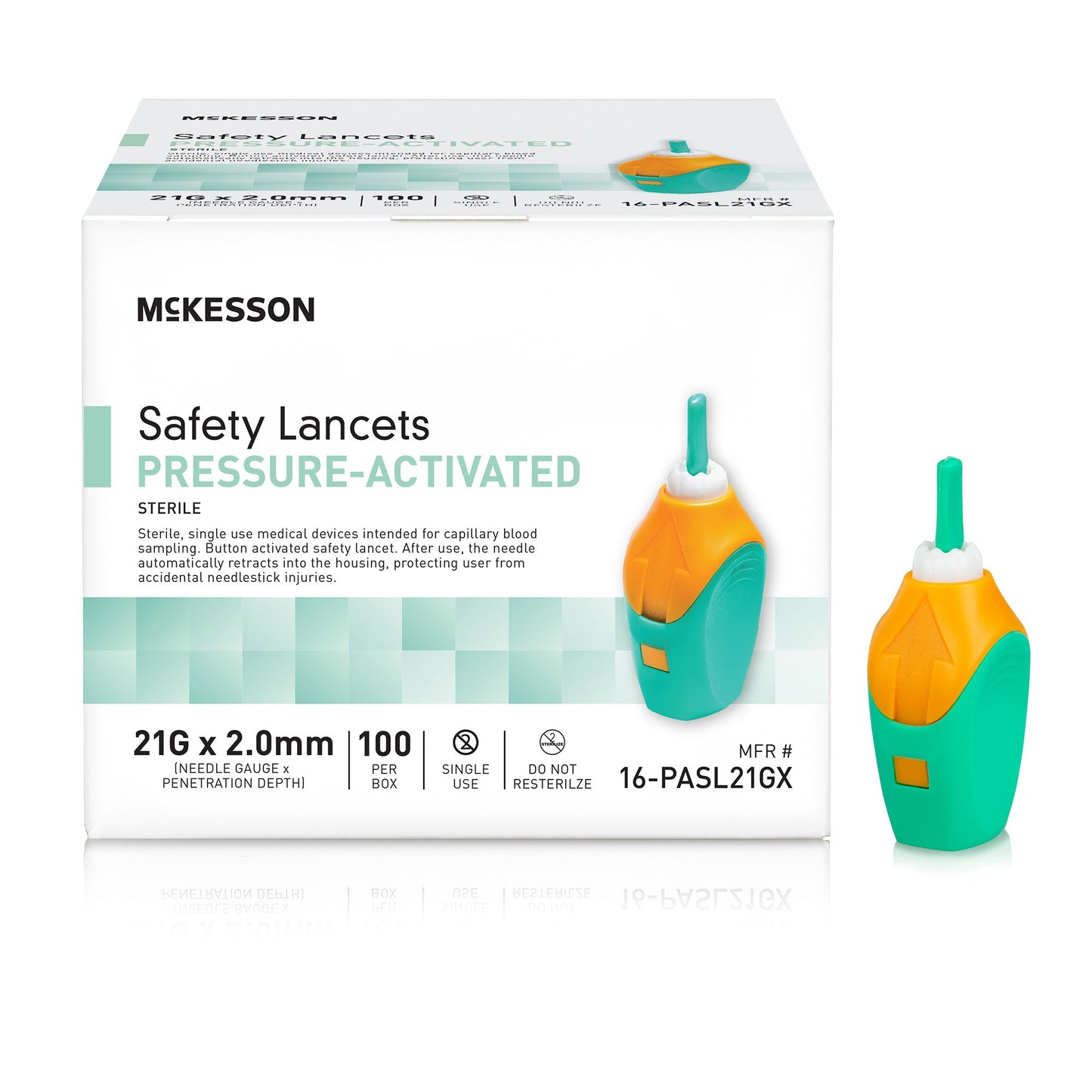 McKesson Safety Lancet 21 Gauge Retractable Pressure Activated Finger (1217981_CS)
