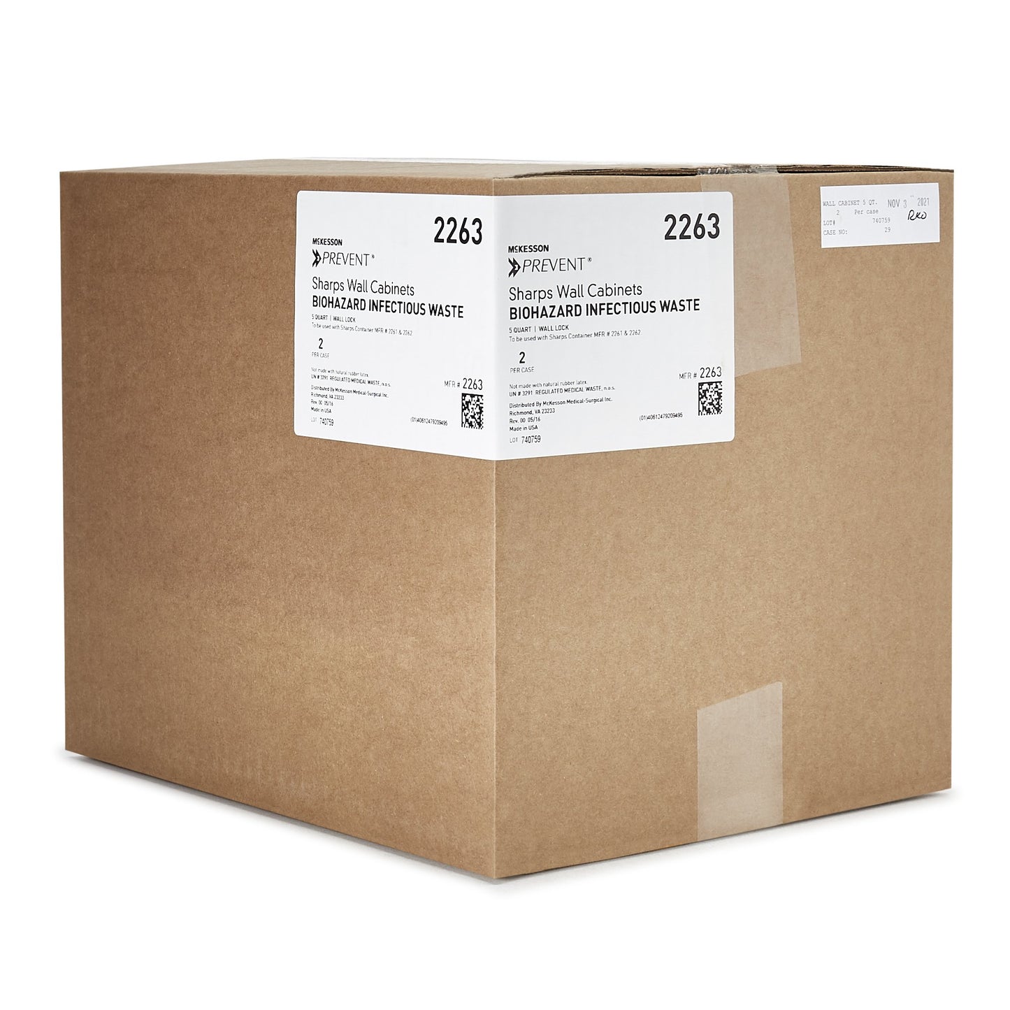 McKesson Prevent® Sharps Container Cabinet / Wall Enclosure High Impact Polystyrene Wall Mount Locking (855128_EA)