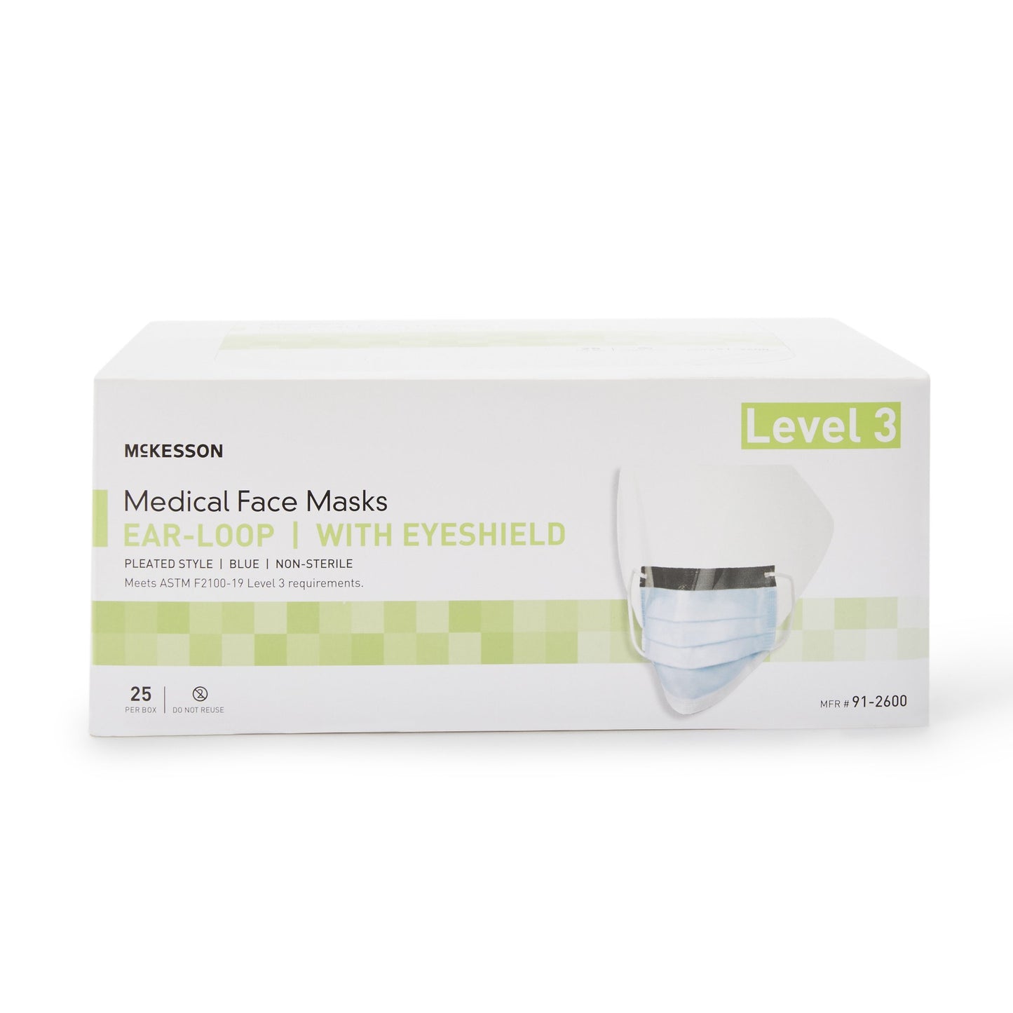 McKesson Procedure Mask with Eye Shield Anti-fog ASTM Level 3 Earloops One Size Fits Most (226057_CS)