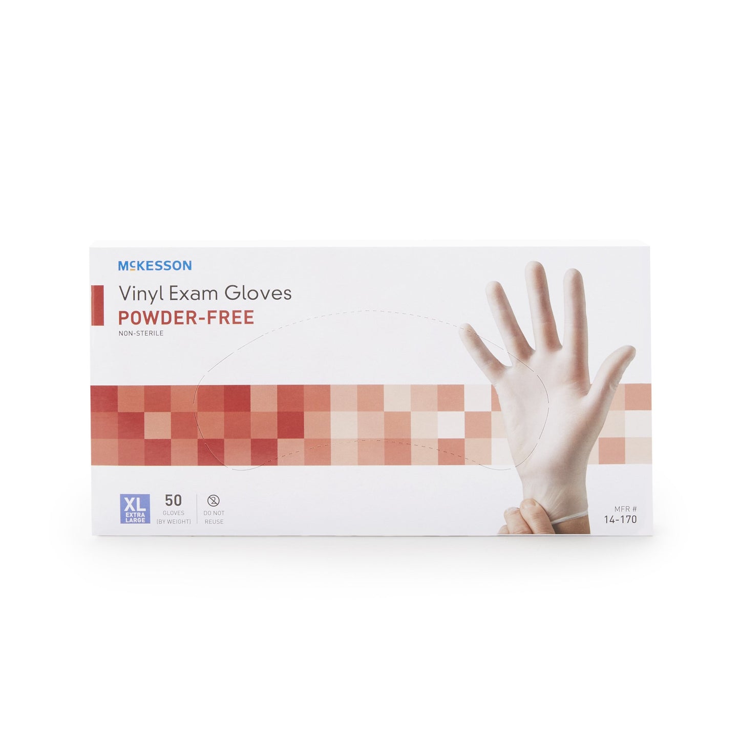 McKesson Confiderm® Exam Glove X-Large NonSterile Vinyl Standard Cuff Length Smooth Clear Not Rated (871025_BX)
