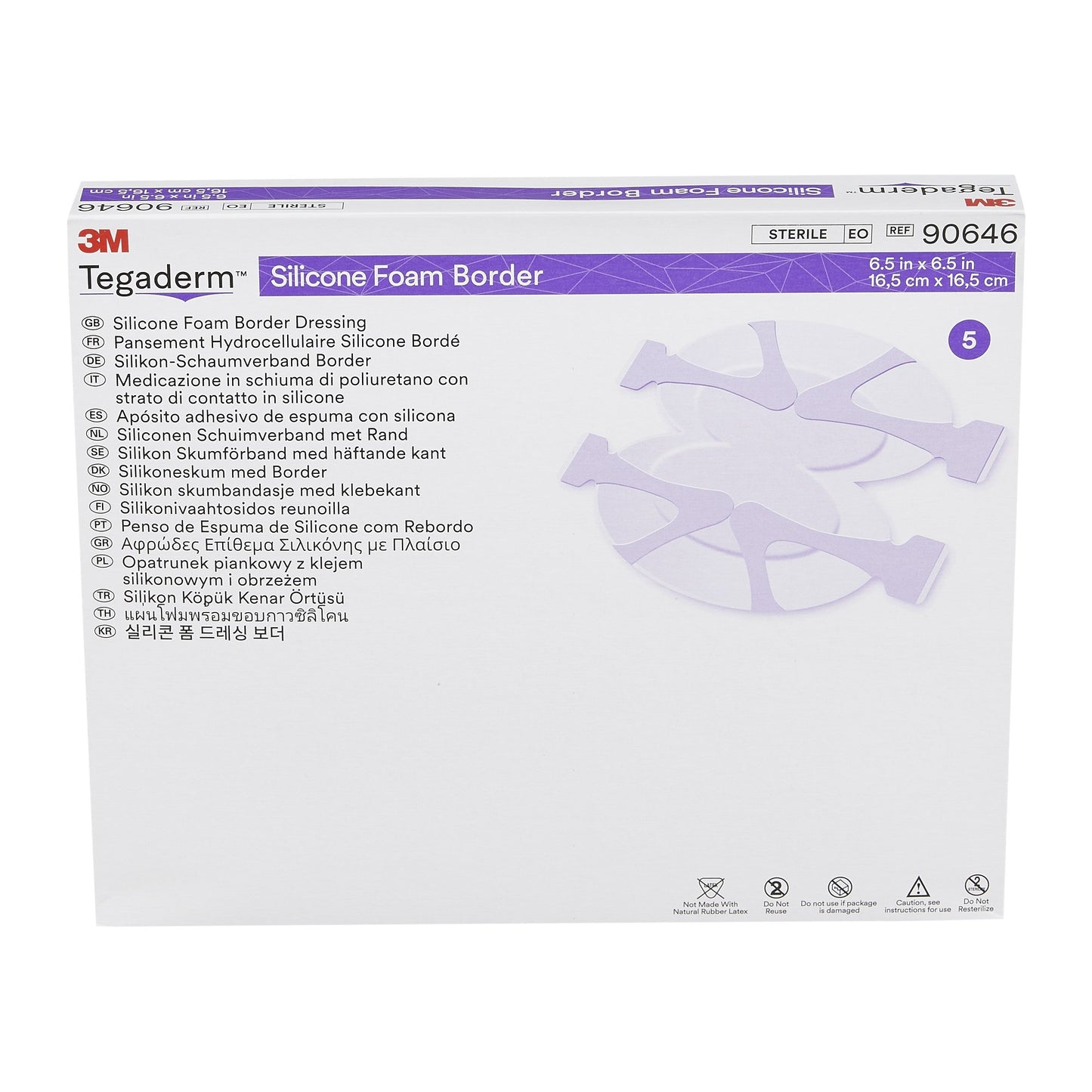 3M™ Tegaderm™ Foam Dressing 6-1/2 X 6-1/2 Inch With Border Film Backing Silicone Adhesive Heel / Contour Sterile (1078887_BX)