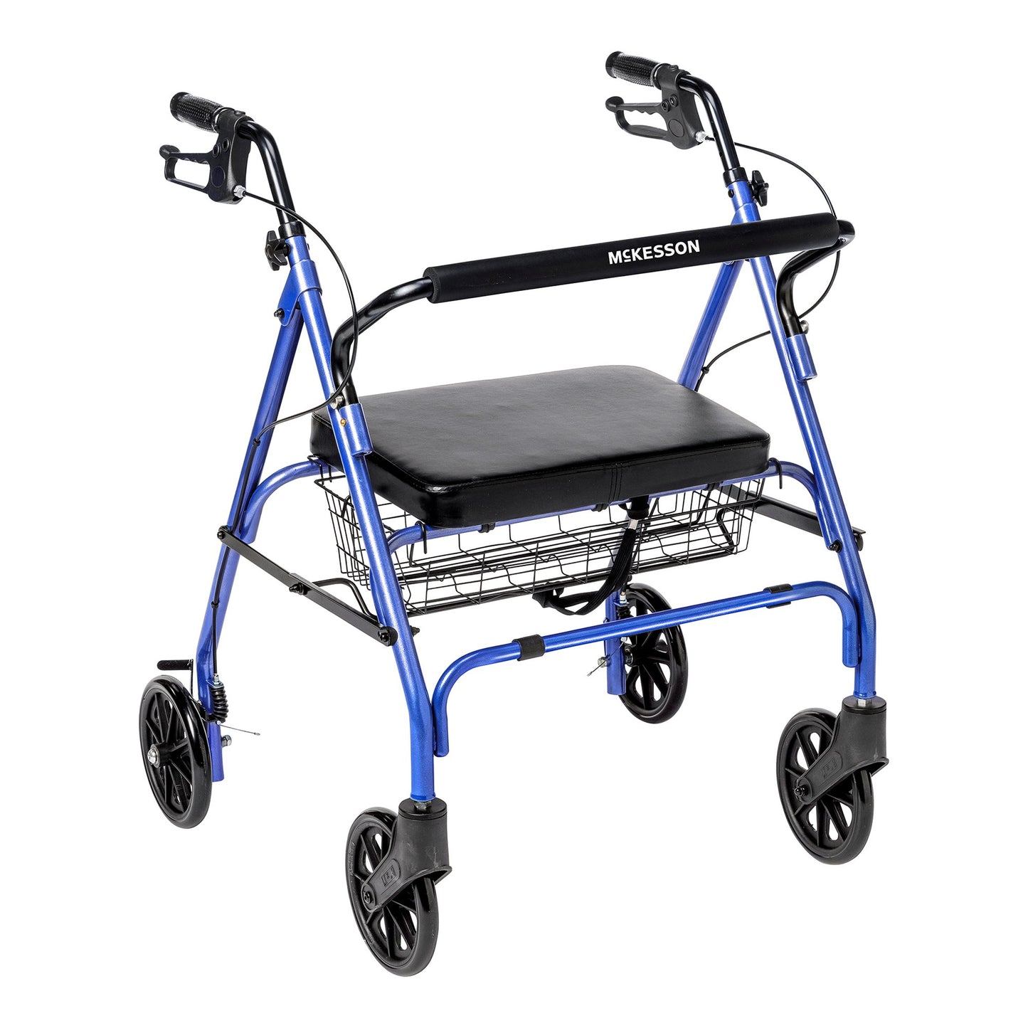 McKesson Bariatric 4 Wheel Rollator Blue Adjustable Height / Folding Steel Frame (1205411_CS)