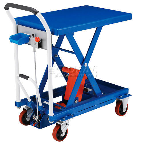 Global Industrial Mobile Scissor Lift Table with Hook-on Bin - 660 Lb. Cap. - 29 x 19 Platform (WB954850)