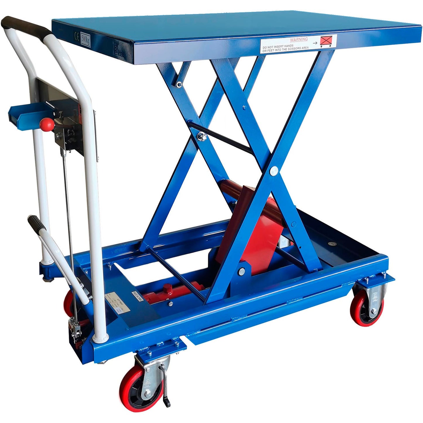 Global Industrial Mobile Scissor Lift Table with Hook-on Bin - 1100 Lb. Cap. 36 x 24 Platform (WB954852)