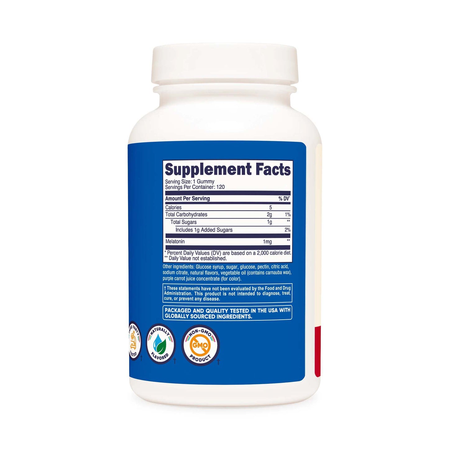 nutricost® Dietary Supplement Melatonin 1 mg Strength Gummy 120 Per Bottle (1270273_BT)