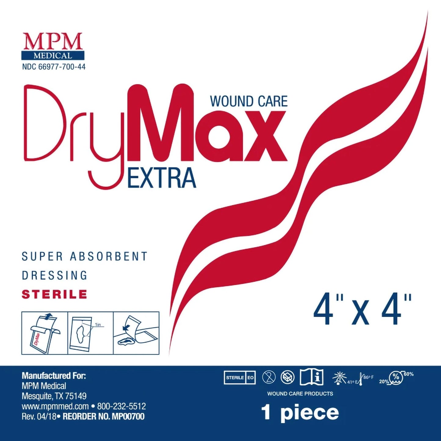 DryMax Extra Super Absorbent Dressing 4 X 4 Inch Square (978907_EA)