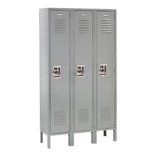 Global Industrial Infinity 1-Tier 3 Door Locker, 45"W x 18"D x 78"H, Gray, Assembled (WB968263GY)