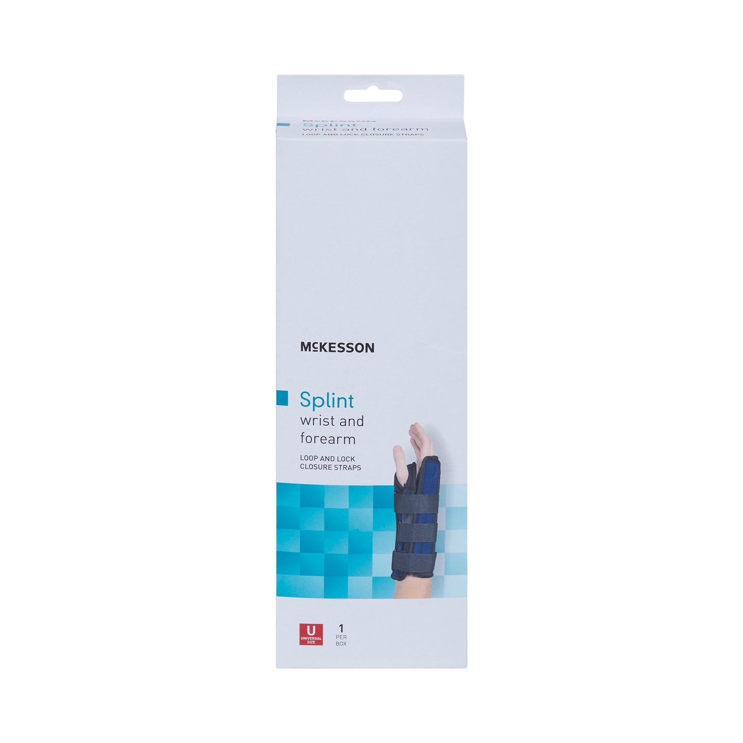 McKesson Wrist / Forearm Brace Aluminum / Nylon / Foam / Flannelette Left Hand Black / Blue One Size Fits Most (1159150_EA)
