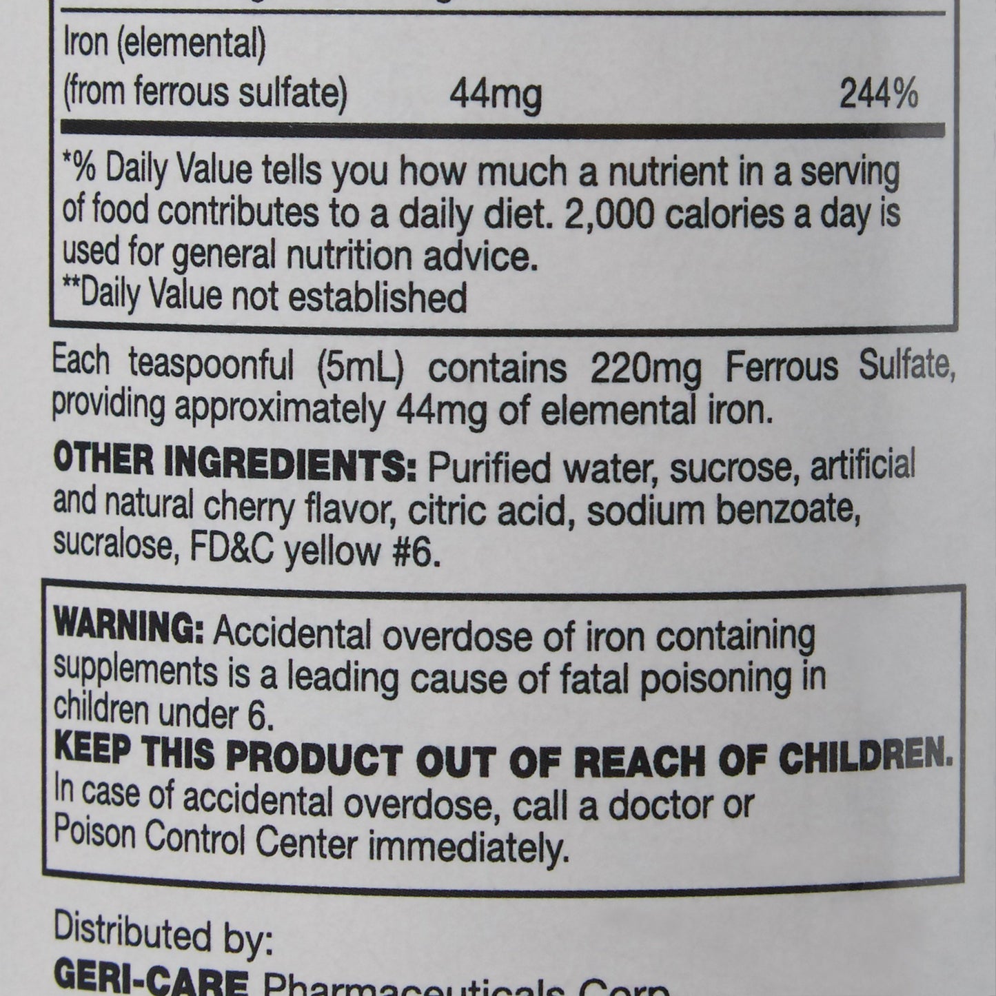 Geri-Care® Mineral Supplement Iron 220 mg Strength Liquid 16 oz. (634157_BT)