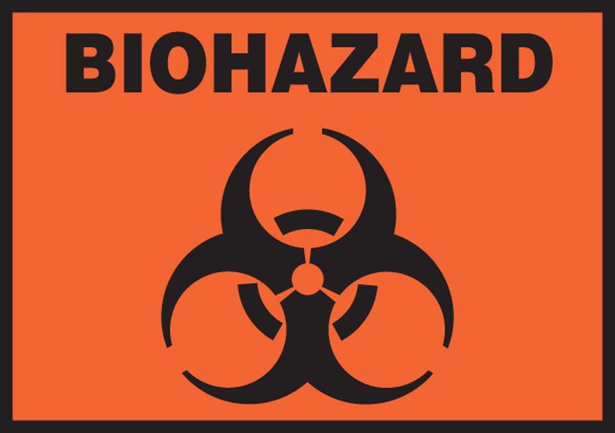 Accuform Signs Pre-Printed Label Caution Label Black / Orange Vinyl Biohazard w/Sign Black Biohazard 3-1/2 X 5 Inch (1066749_EA)