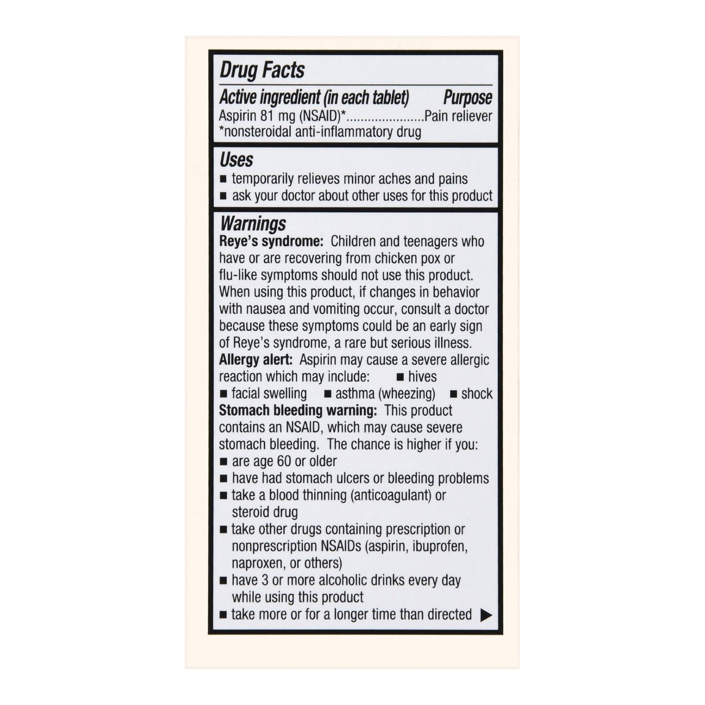 Foster & Thrive™ Pain Relief 81 mg Strength Aspirin Tablet 180 per Bottle (1238965_BT)