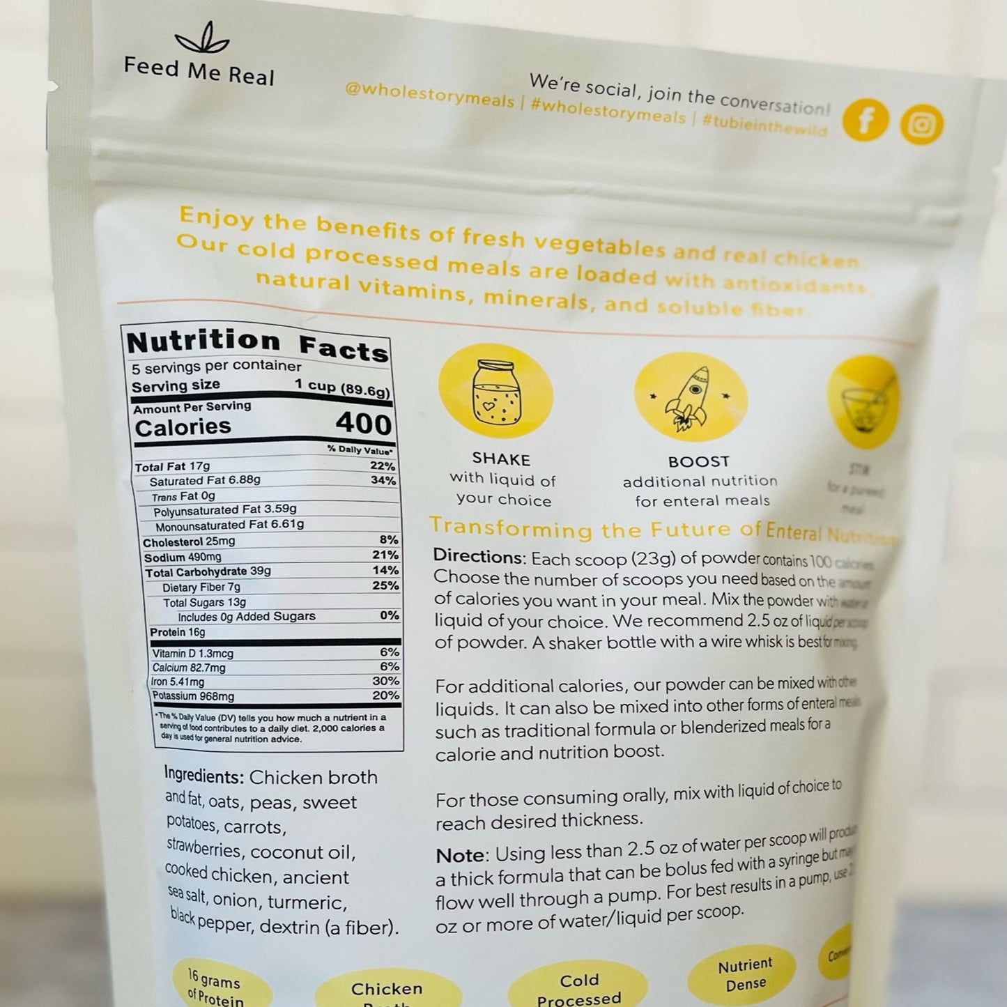 Whole Story Meals Oral Supplement Chicken / Peas / Carrot Flavor 16 oz. Pouch Powder (1223929_CS)