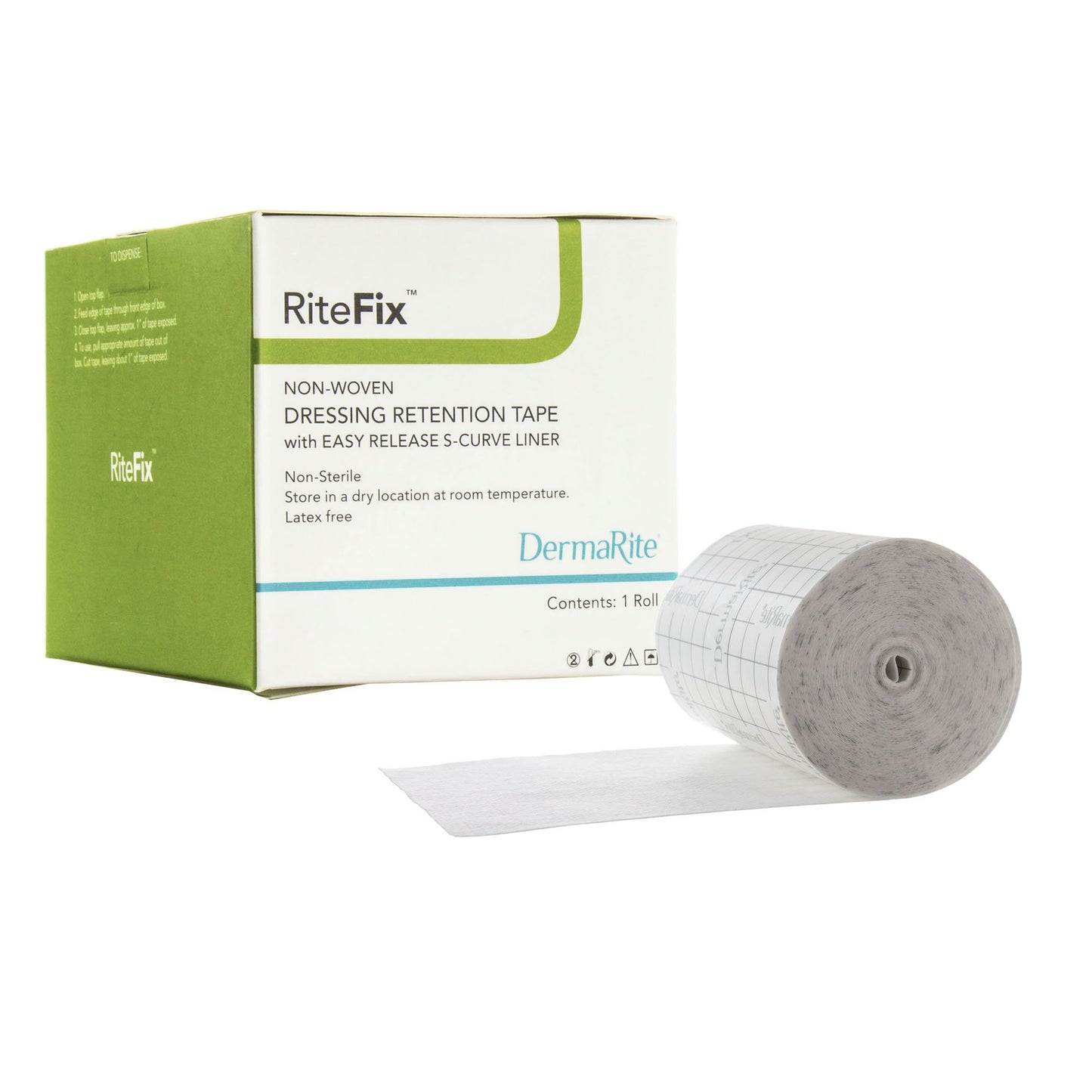 RiteFix™ Water Resistant Dressing Retention Tape with Liner White 1 Inch X 11 Yard Nonwoven NonSterile (1123825_EA)