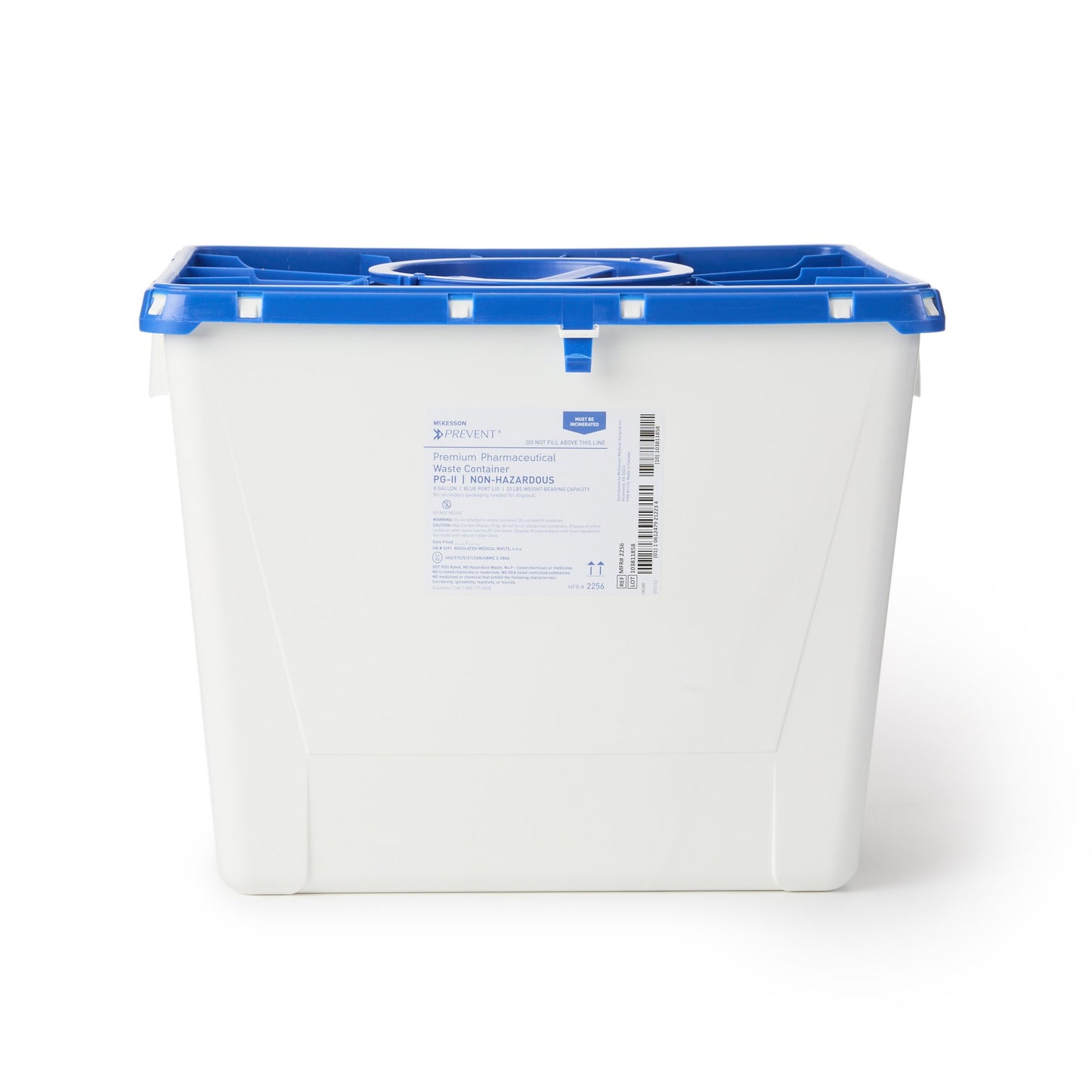 McKesson Prevent® Pharmaceutical Waste Container White Base 13-1/2 H X 17-3/10 W X 13 L Inch Vertical Entry 8 Gallon (1011862_CS)