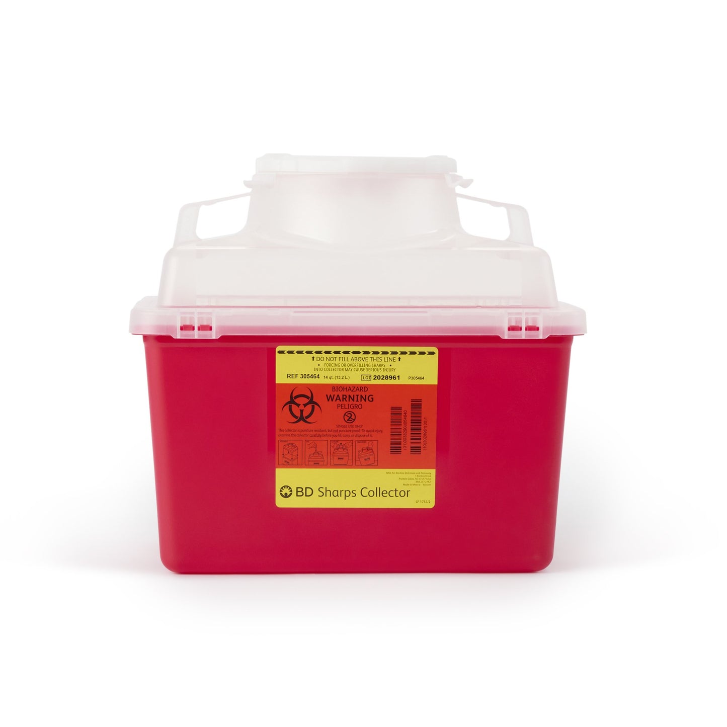 BD™ Sharps Container Red Base 11-1/2 H X 12-4/5 W X 8-4/5 D Inch Vertical Entry 3.5 Gallon (188054_EA)