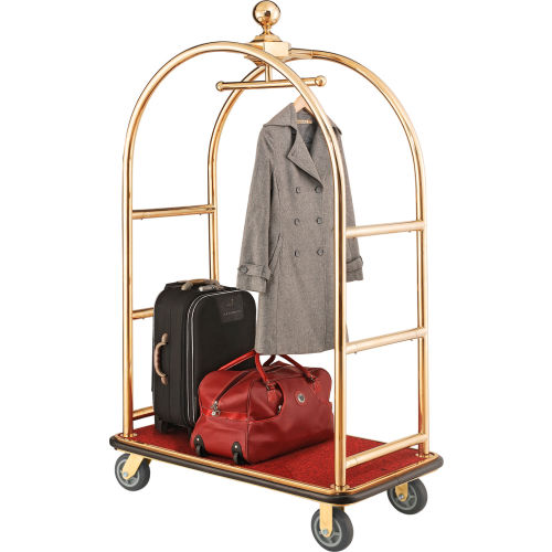 Global Industrial Bellman Cart With Curved Uprights, 6" Casters, Gold Stainless Steel (WB985118GD)