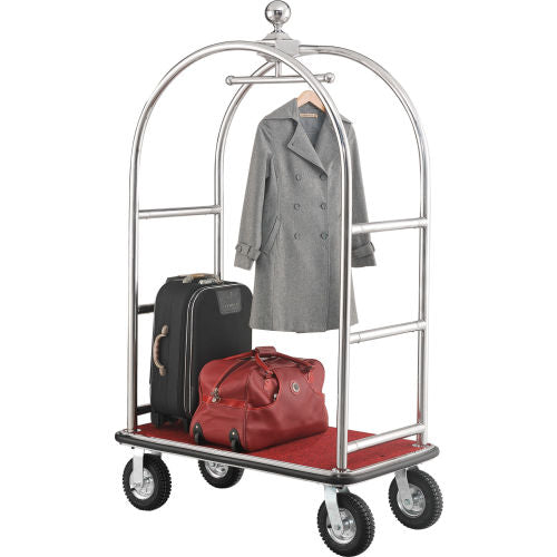 Global Industrial Bellman Cart With Curved Uprights, 8" Casters, Silver Stainless Steel (WB985119SL)