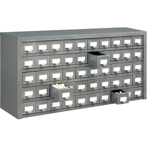 Global Industrial Steel Storage Drawer Cabinet, 50 Drawers, 36"W x 9"D x 17-3/4"H, Gray (WB986103)