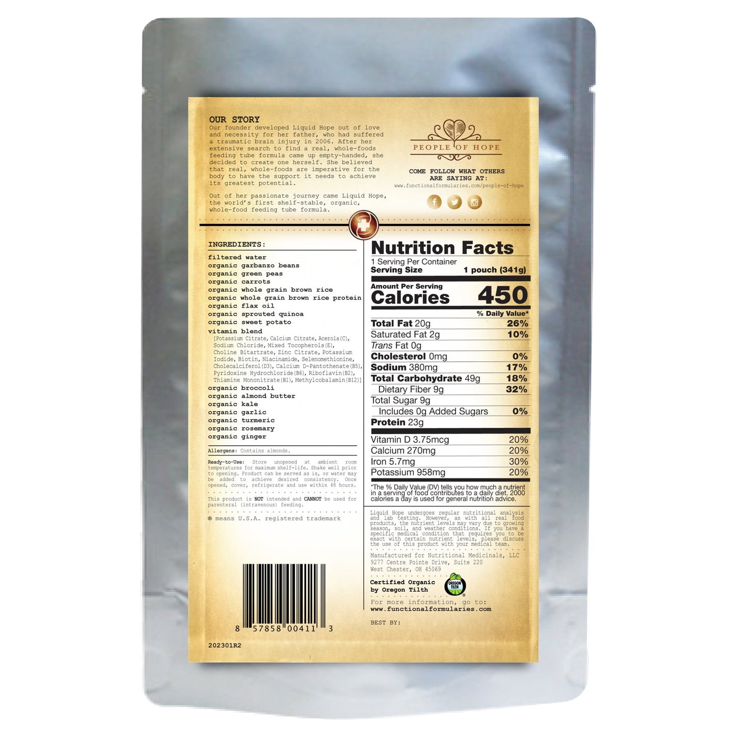 Liquid Hope® Oral Supplement Unflavored Liquid 12 oz. Pouch (978981_CS)