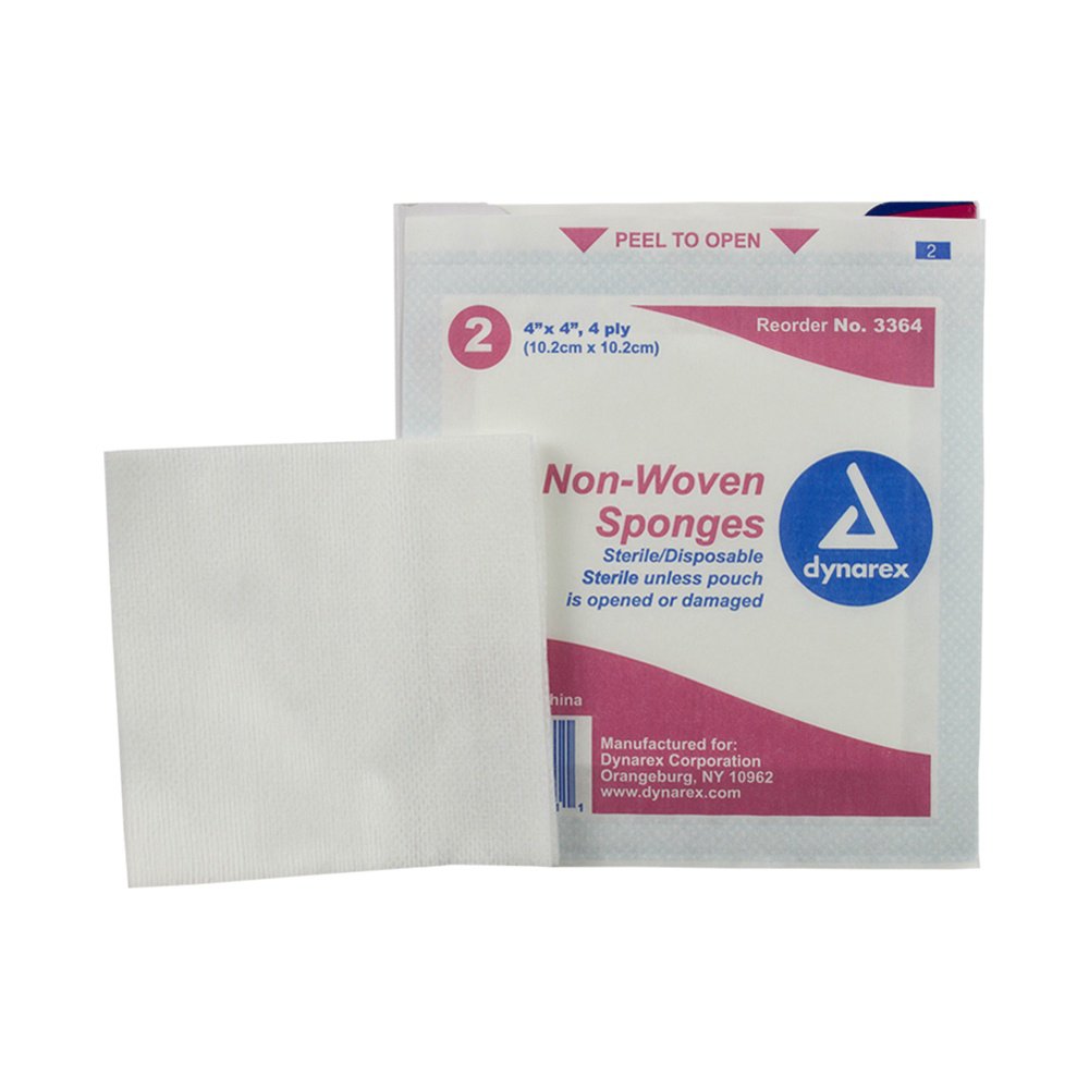 Dynarex® Nonwoven Sponge 4 X 4 Inch 4-Ply Sterile 2 per Pack (917177_CS)