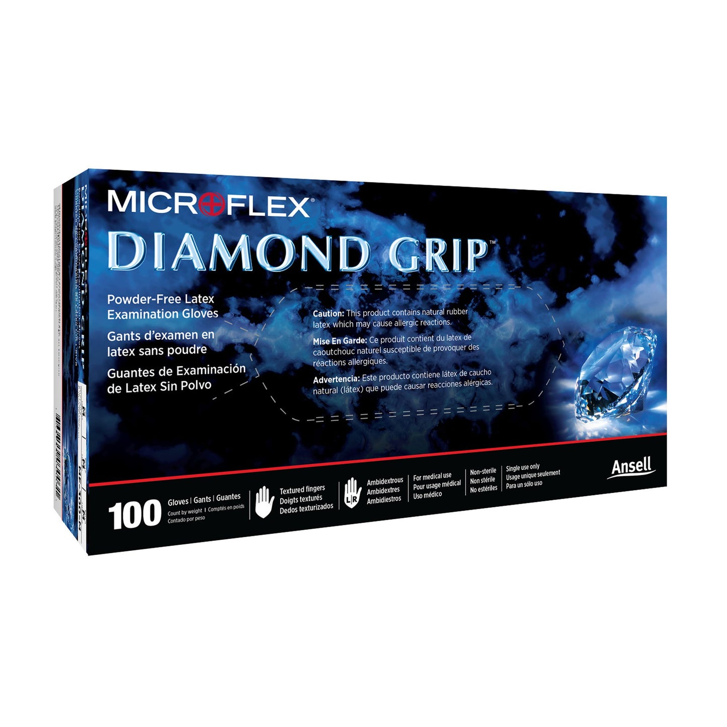 Diamond Grip™ Exam Glove X-Large NonSterile Latex Standard Cuff Length Textured Fingertips White Not Rated (307874_BX)