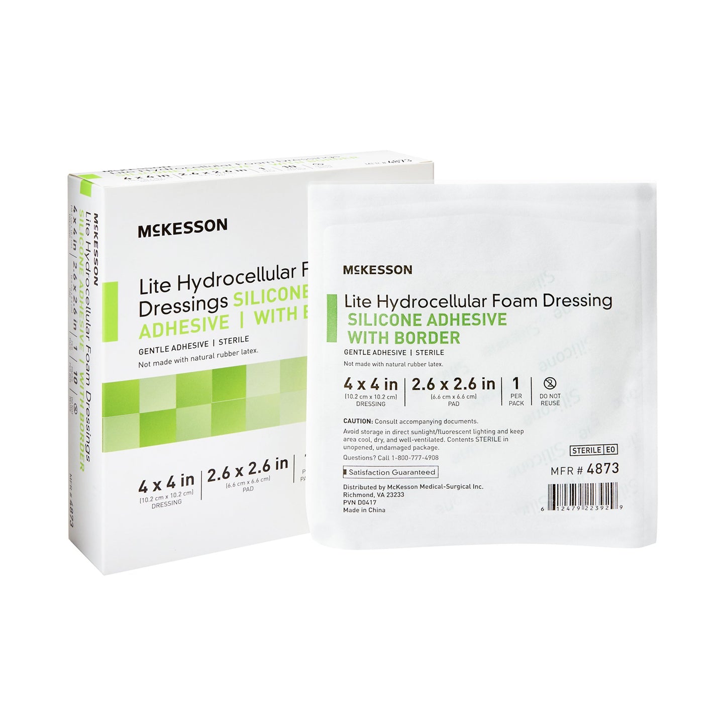 McKesson Lite Thin Foam Dressing 4 X 4 Inch With Border Film Backing Silicone Gel Adhesive Square Sterile (1083090_CS)