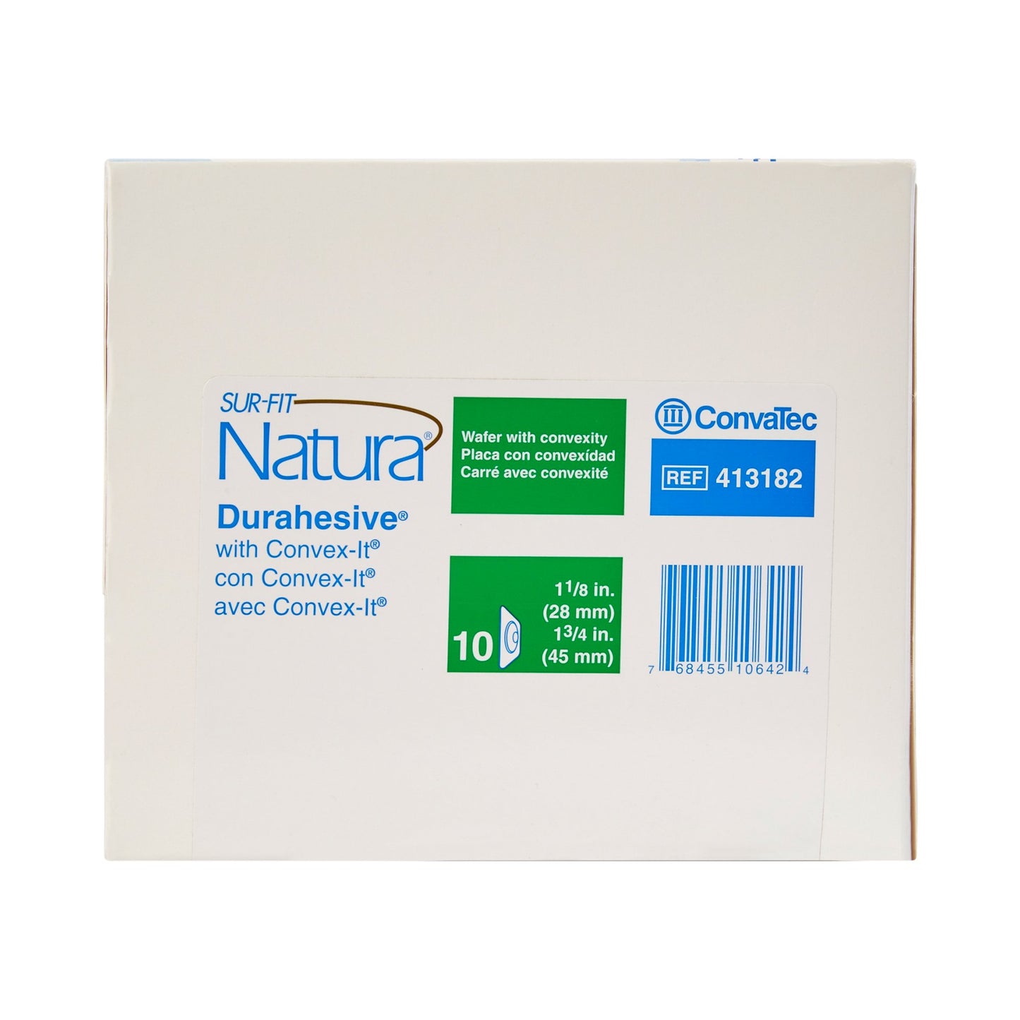 Sur-Fit Natura® Ostomy Barrier Precut, Extended Wear Durahesive® Adhesive 45 mm Flange System Hydrocolloid 1-1/8 Inch Opening 4-1/2 X 4-1/2 Inch (466131_BX)