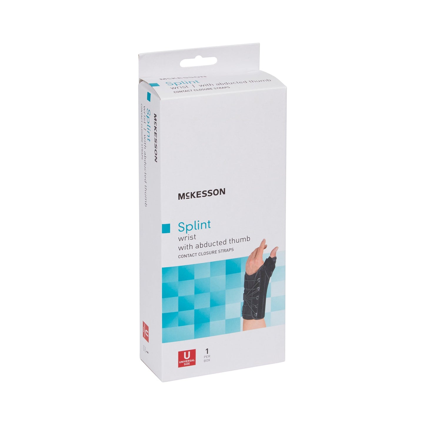 McKesson Wrist Brace with Thumb Spica Right Hand Black One Size Fits Most (1159146_EA)
