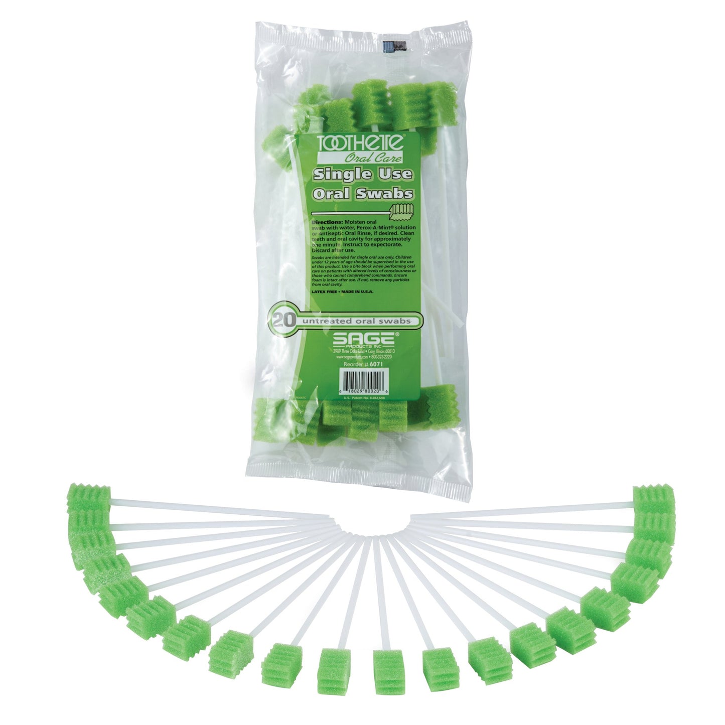 Toothette® Plus Oral Swab Untreated Foam Tip 20 per Pack (466896_PK)