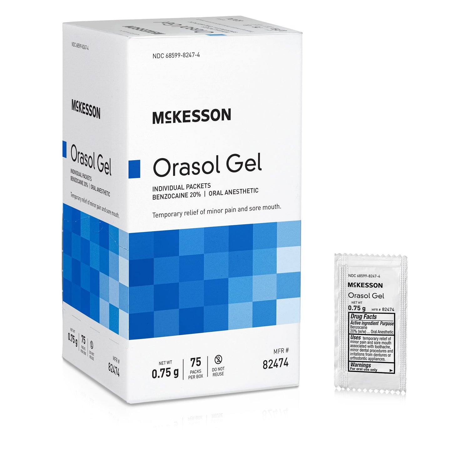 McKesson Oral Pain Relief 20% Strength Benzocaine Oral Gel 0.75 Gram (1111727_BX)
