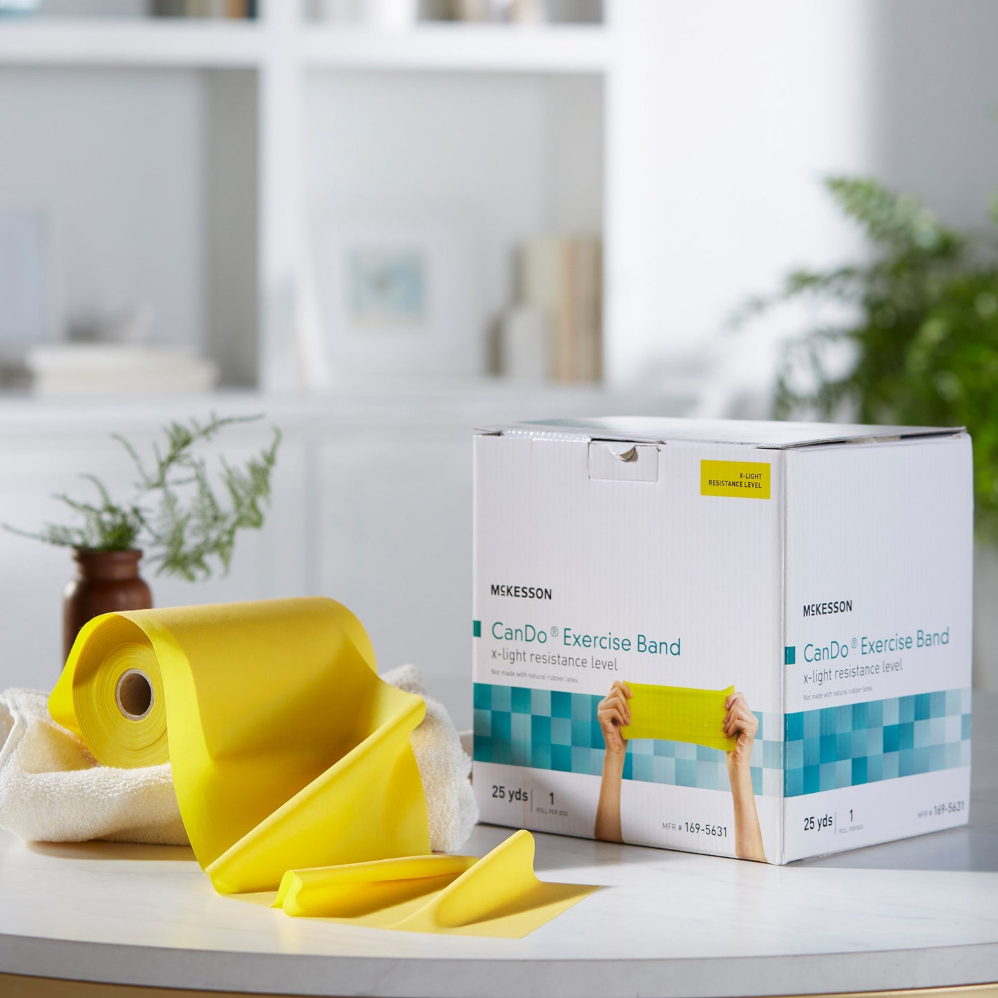 McKesson CanDo® Exercise Resistance Band Yellow 5 Inch X 25 Yard X-Light Resistance (1073312_EA)