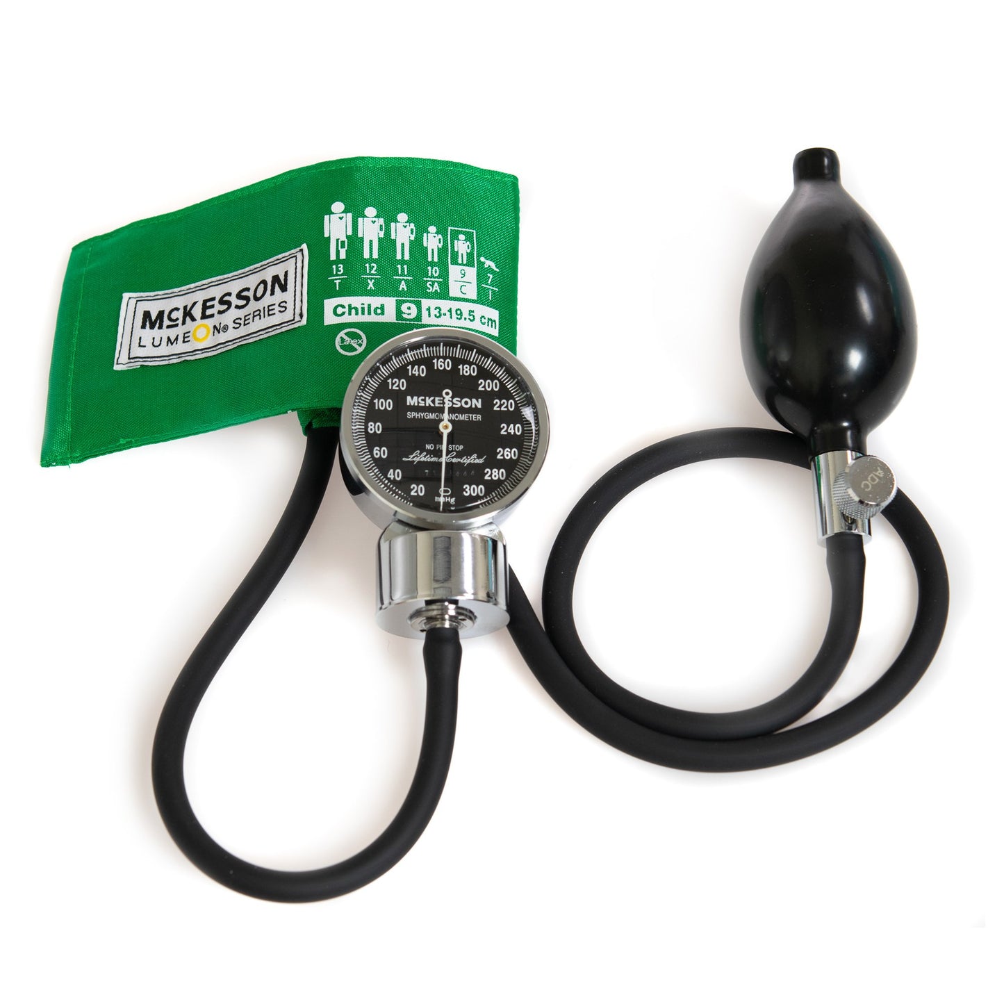 McKesson LUMEON™ Aneroid Sphygmomanometer Unit Pediatric Cuff Nylon Cuff 13 - 19.5 cm Pocket Aneroid (995509_BX)