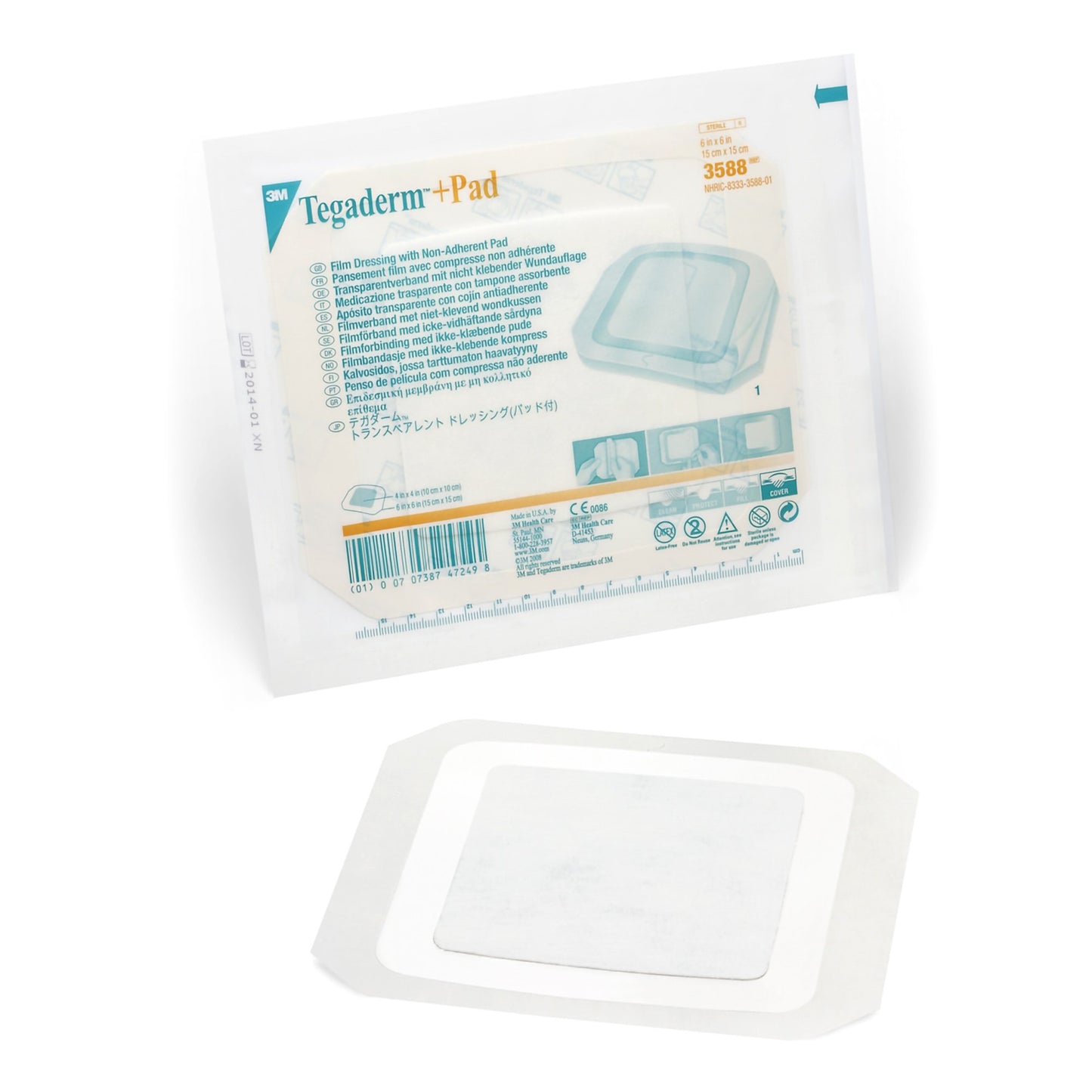 3M™ Tegaderm™ +Pad Transparent Film Dressing with Pad 6 X 6 Inch Frame Style Delivery Square Sterile (360349_BX)