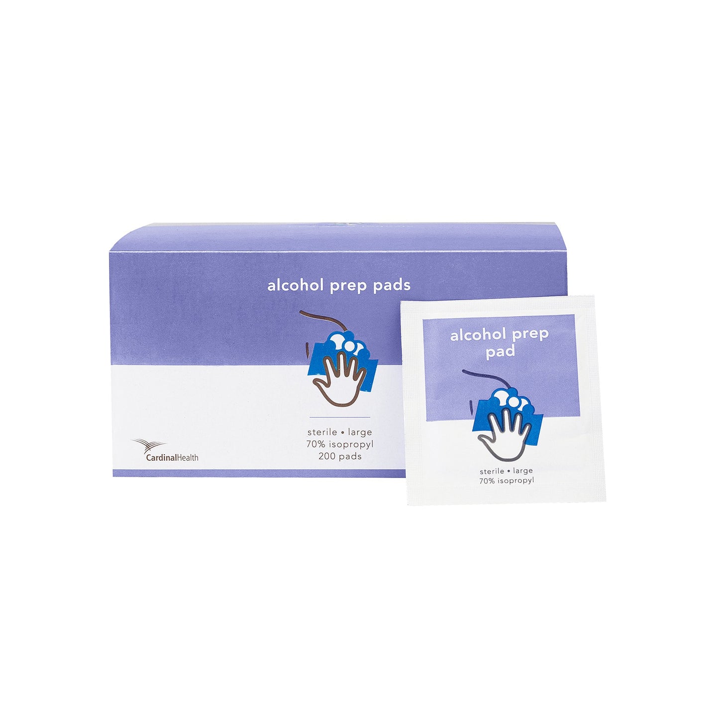 Cardinal Health Alcohol Prep Pad 70% Strength Isopropyl Alcohol Individual Packet Large Sterile (1204057_BX)