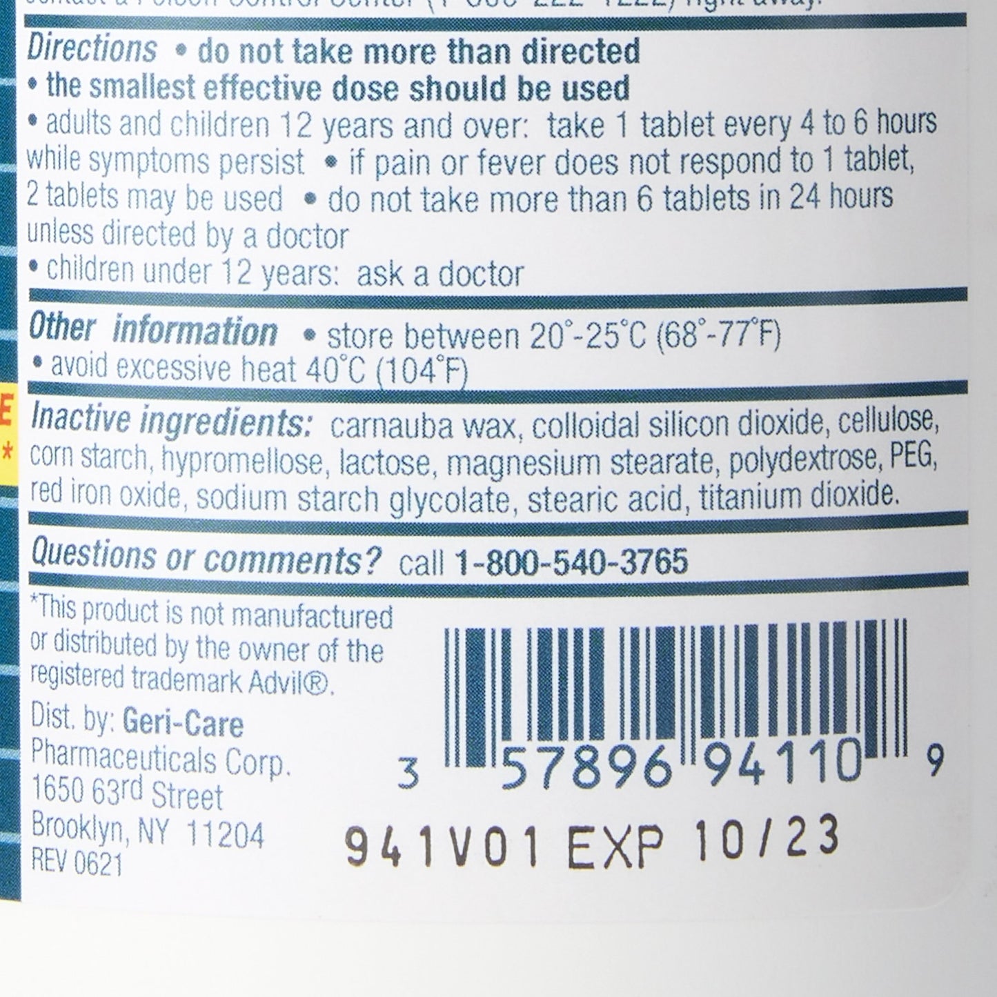 Geri-Care® Pain Relief 200 mg Strength Ibuprofen Tablet 1000 Per Bottle (1181156_BT)