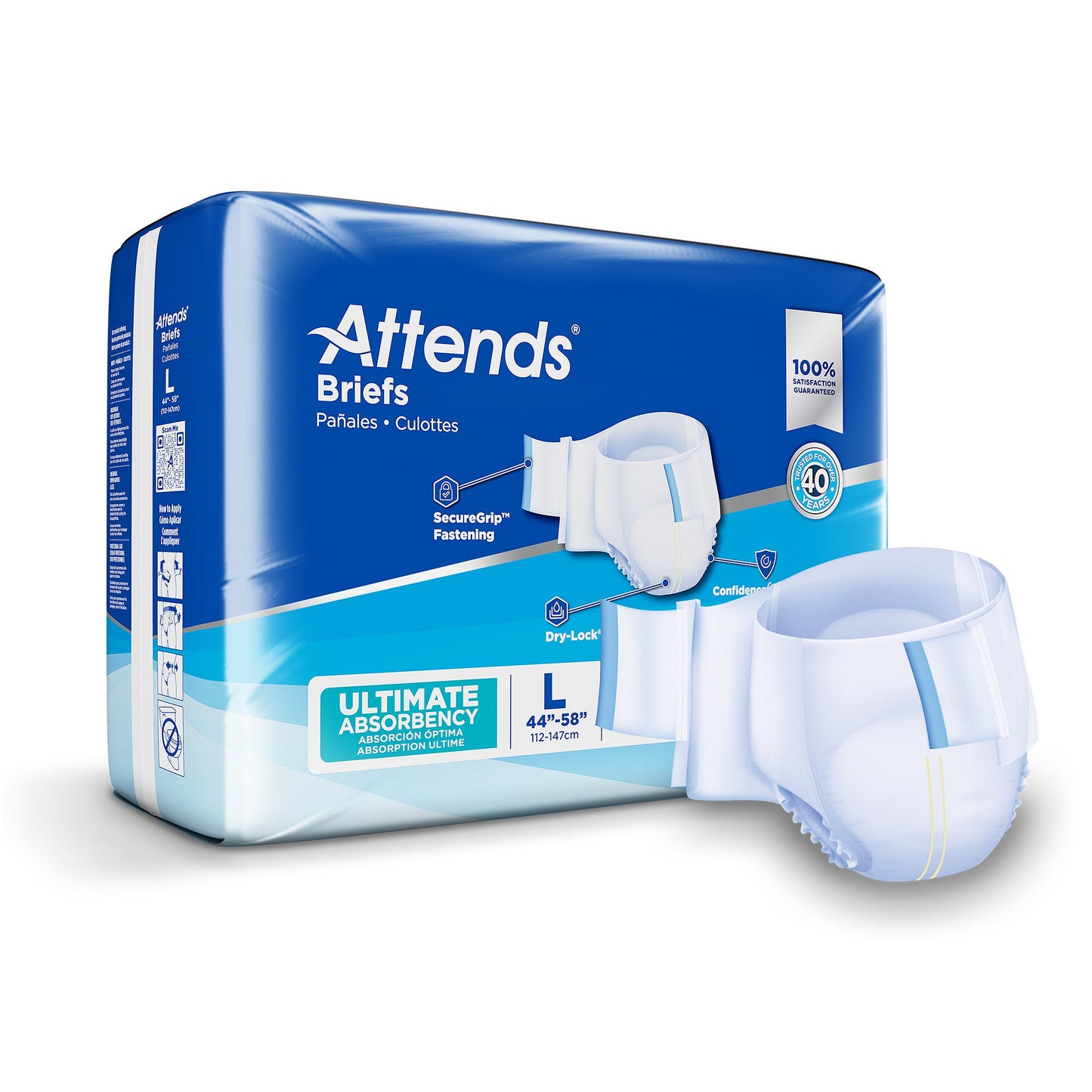 Attends® Advanced Unisex Adult Incontinence Brief Large Disposable Heavy Absorbency (950225_CS)