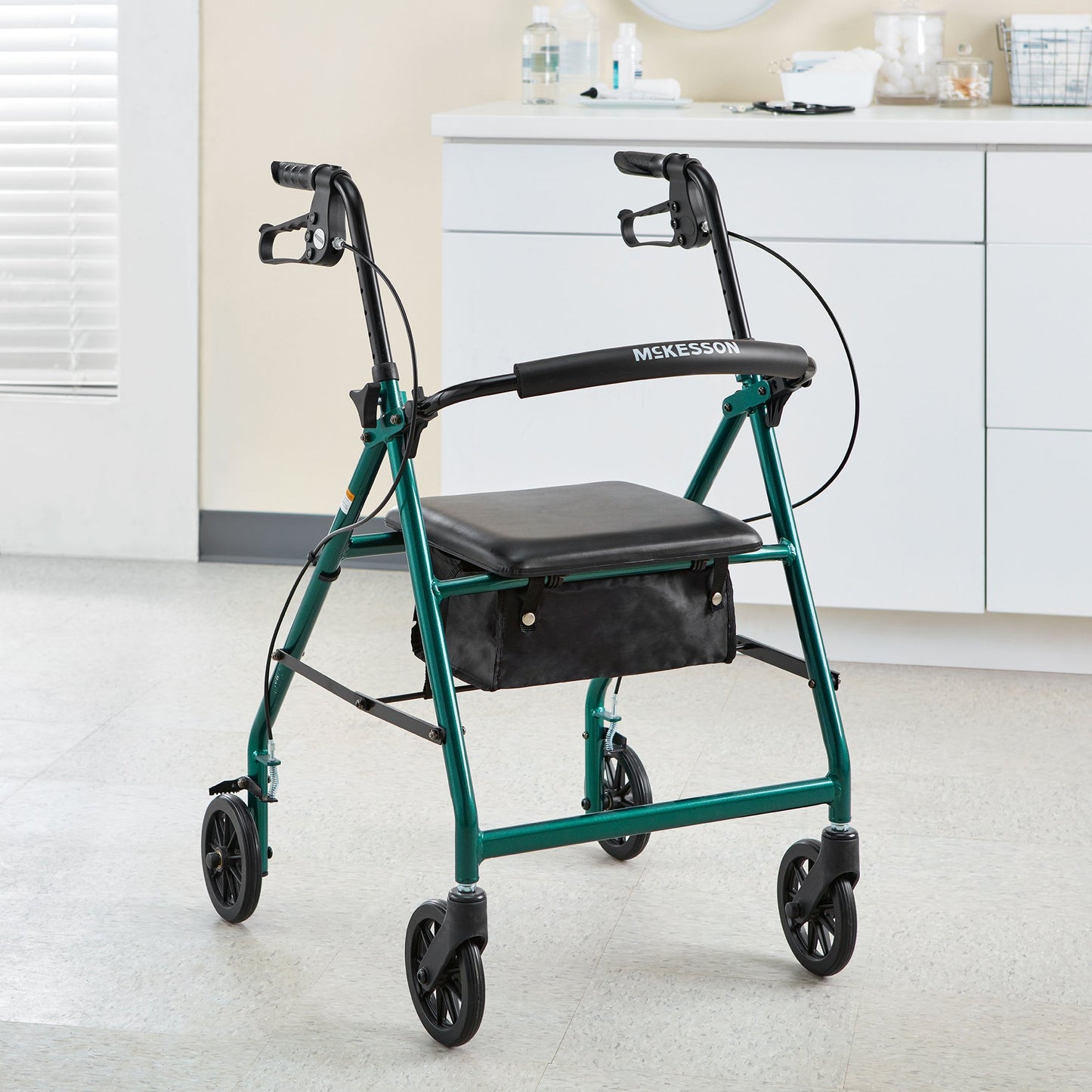 McKesson 4 Wheel Rollator Green Adjustable Height / Folding Aluminum Frame (1065265_EA)