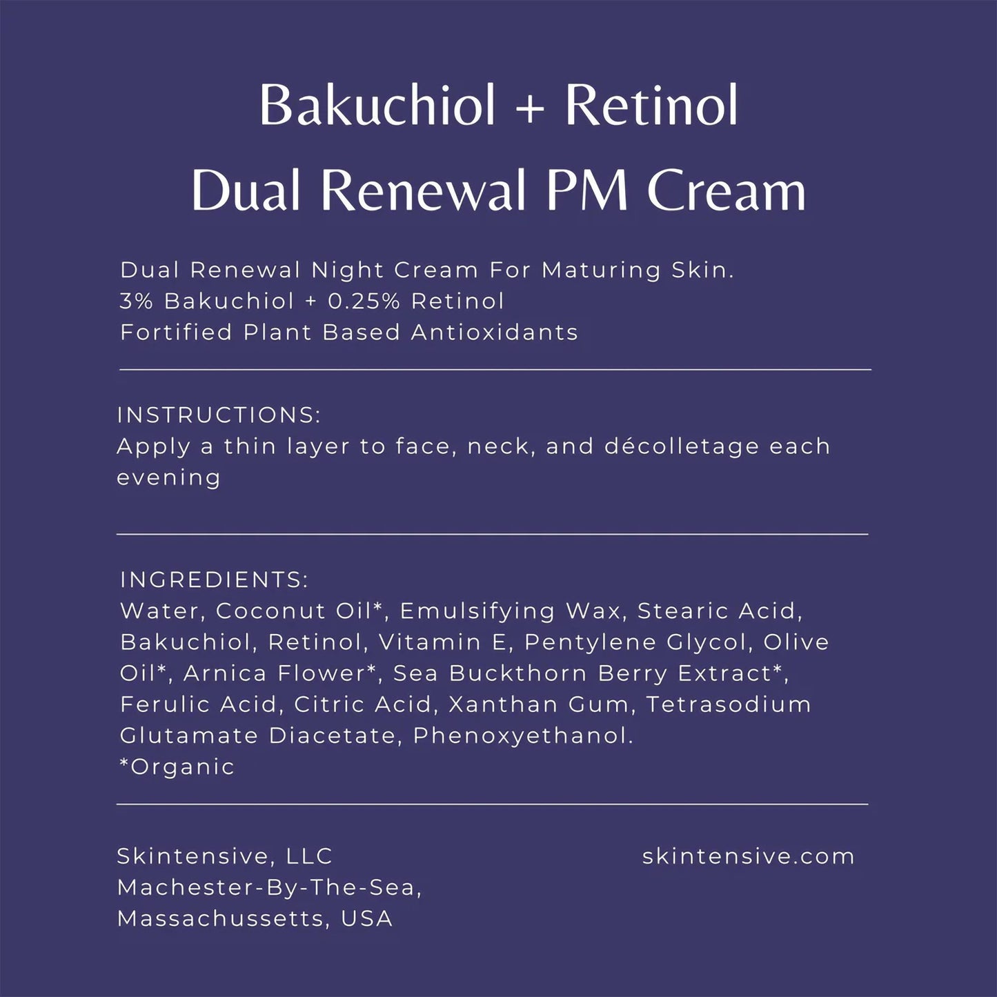Skintensive® Bakuchiol + Retinol Dual Renewal PM Cream Facial Moisturizer 1.6 oz. Jar Unscented Cream (1267986_EA)