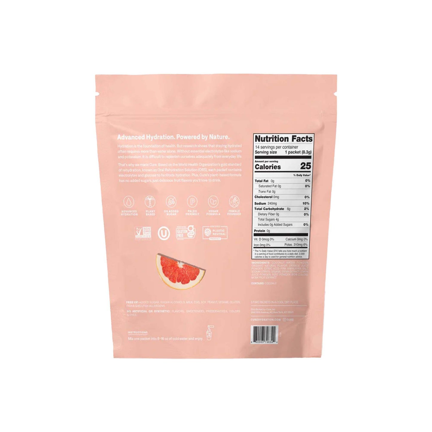 Cure® Oral Electrolyte Solution Grapefruit Flavor 8.3 Gram Electrolyte (1256709_PK)