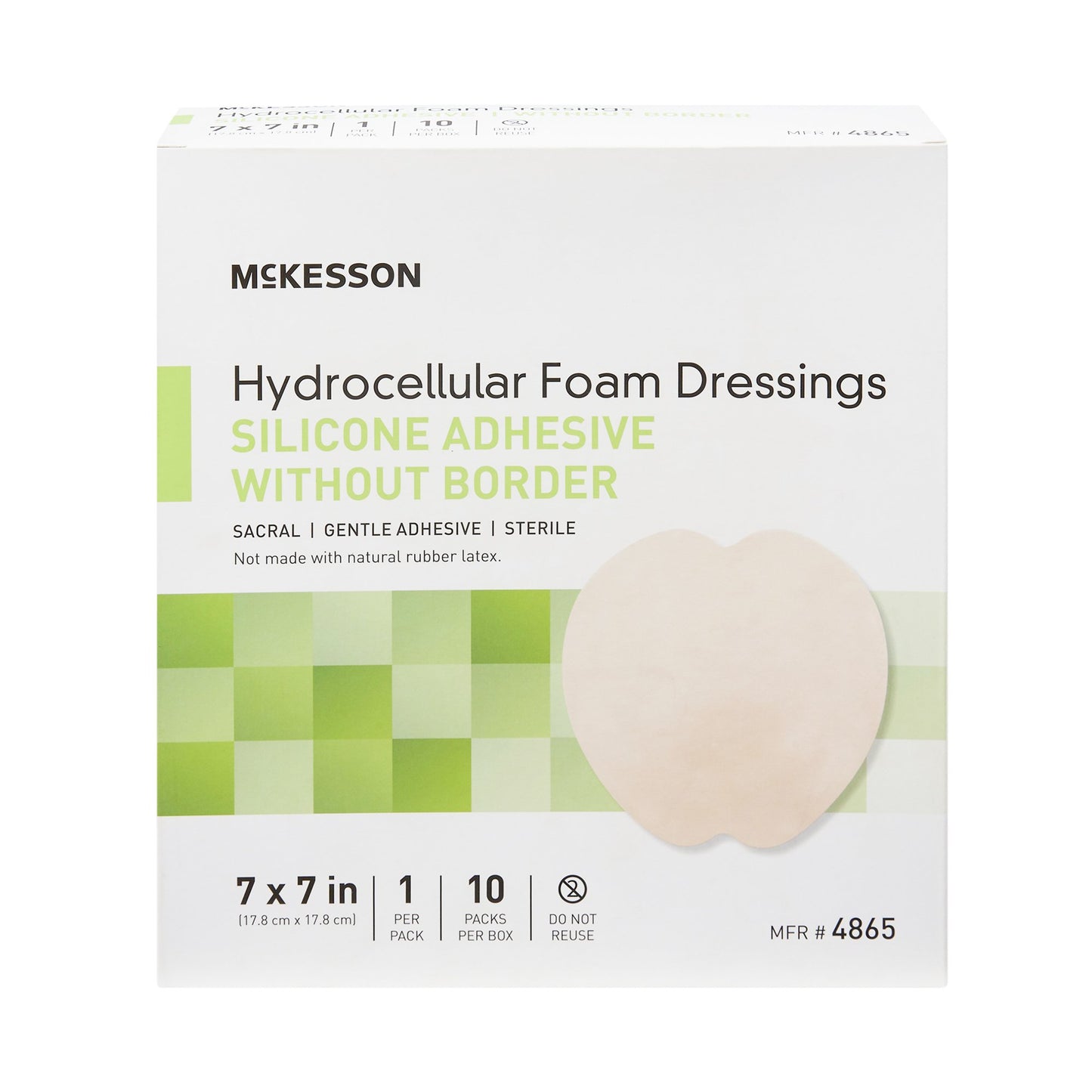 McKesson Foam Dressing 7 X 7 Inch Without Border Film Backing Silicone Gel Adhesive Sacral Sterile (1083088_BX)