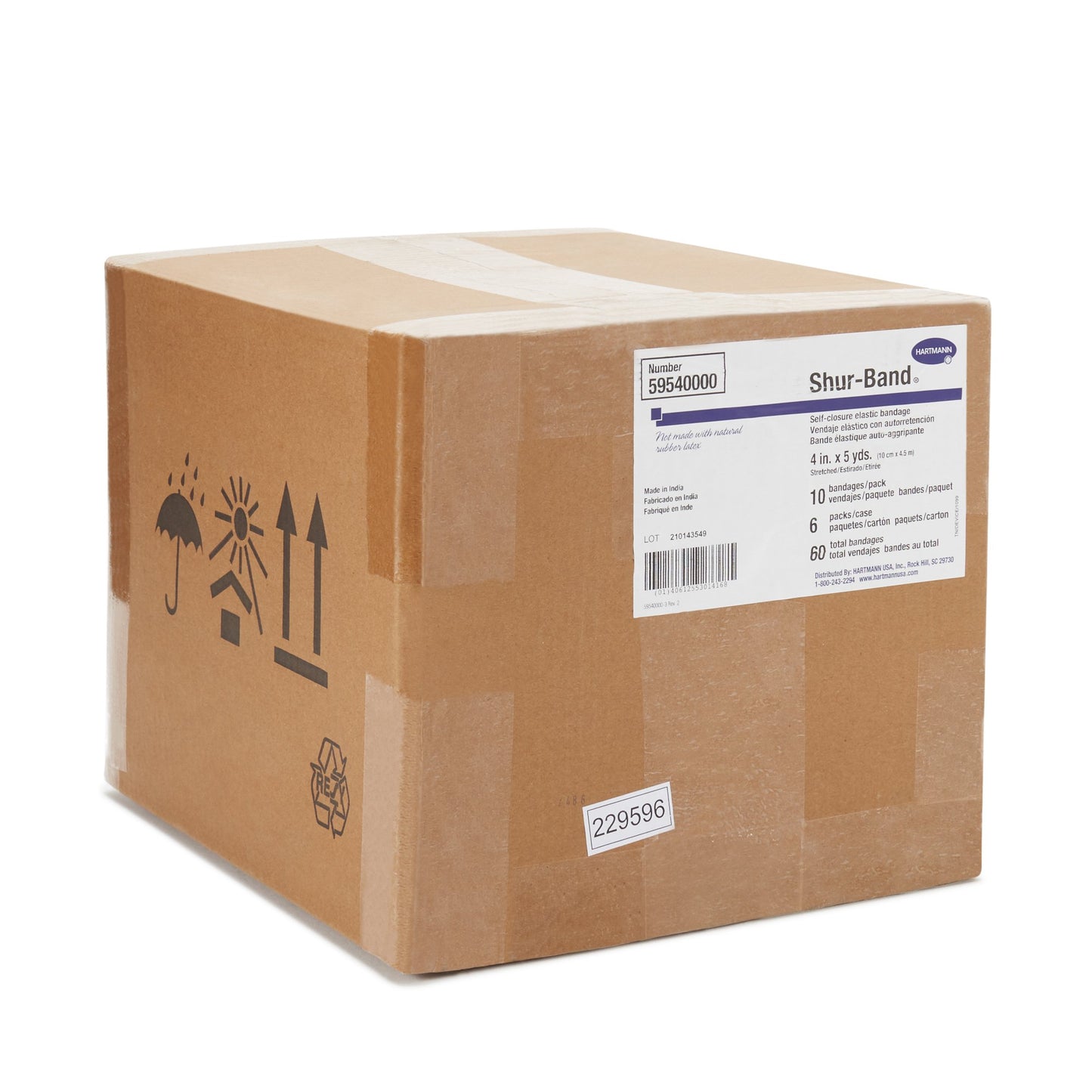 Shur-Band® LF Elastic Bandage 4 Inch X 5 Yard Single Hook and Loop Closure Natural NonSterile Standard Compression (442363_RL)