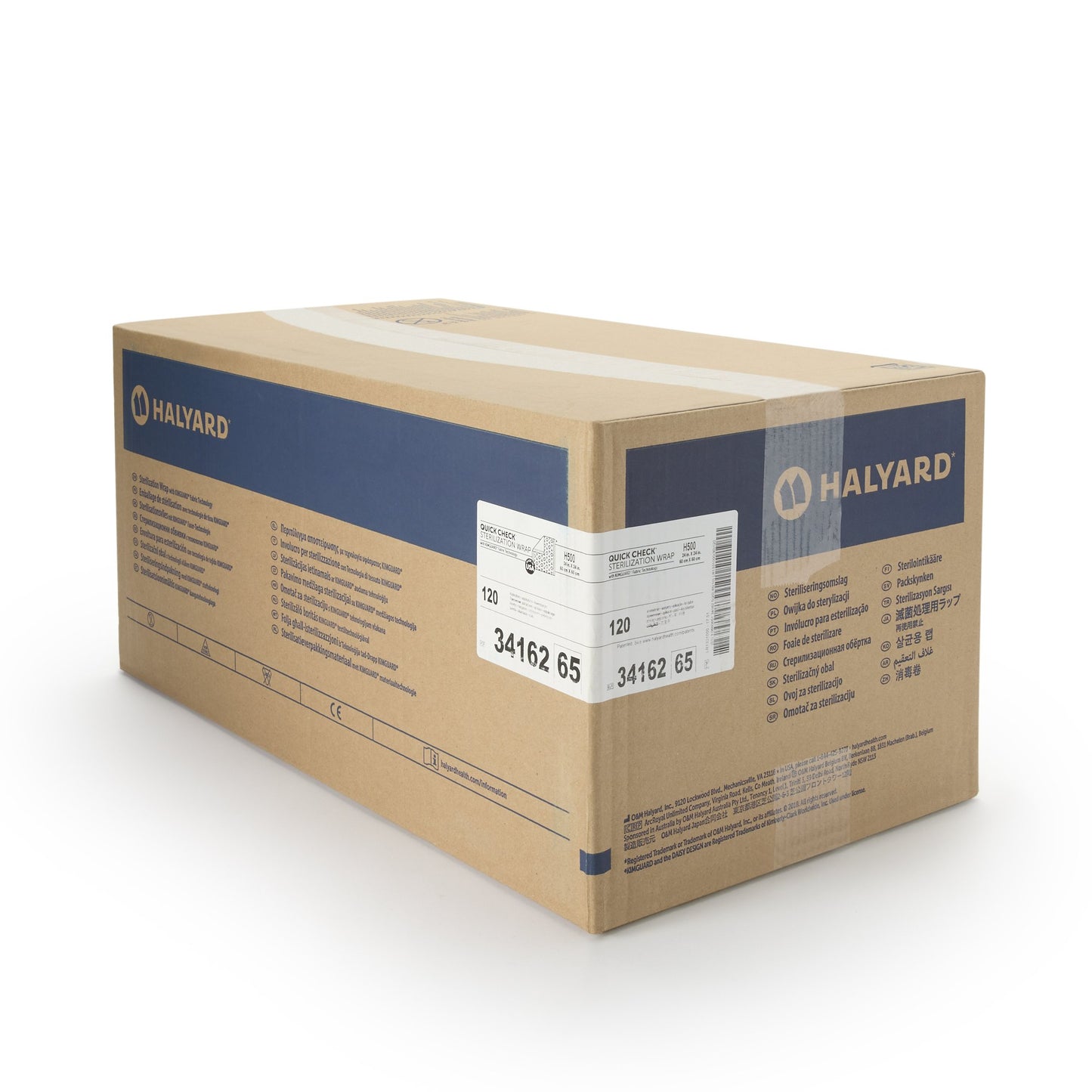 QUICK CHECK* H500 Sterilization Wrap White / Blue 24 X 24 Inch Dual Layer SMS Polypropylene Steam / EO Gas / Hydrogen Peroxide (809418_CS)